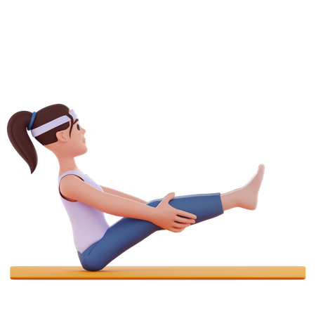 Lift Feet Yoga Pose  3D Illustration