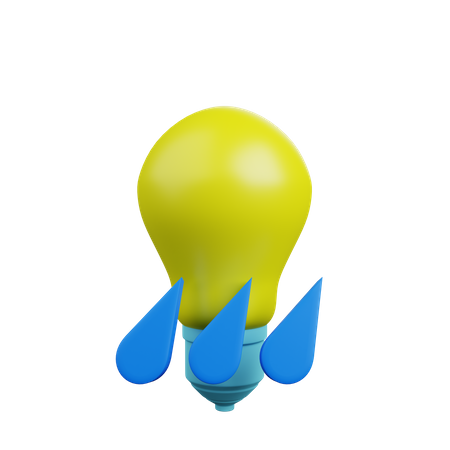 Light Bulb With Rain  3D Illustration