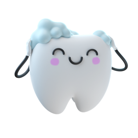 Linda ducha de dientes  3D Illustration