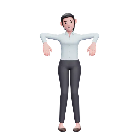 Linda chica en pose de marioneta  3D Illustration