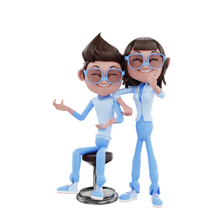 Linda pareja corporativa  3D Illustration