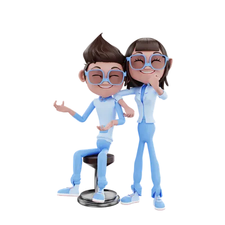 Linda pareja corporativa  3D Illustration