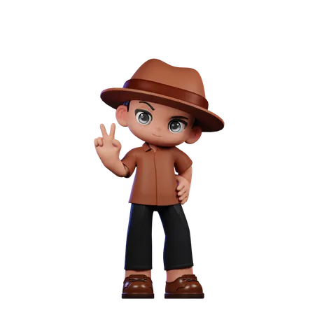 Lindo detective mostrando el signo de la paz  3D Illustration