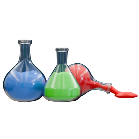 Liquides chimiques dans des flacons de laboratoire  3D Icon