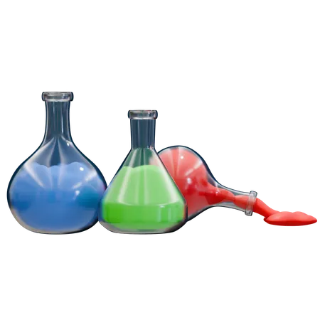 Liquides chimiques dans des flacons de laboratoire  3D Icon