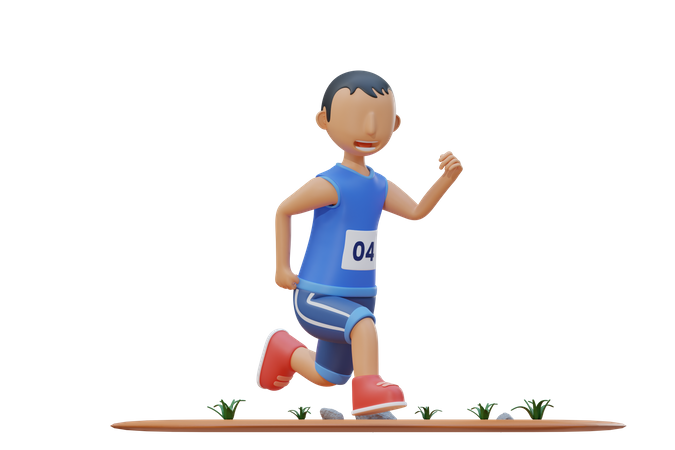 Little kid wearing uniform for run race  3D Illustration