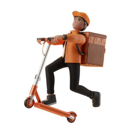 Livraison en scooter  3D Illustration