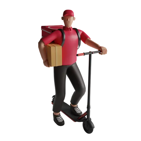 Livraison sur trottinette  3D Illustration