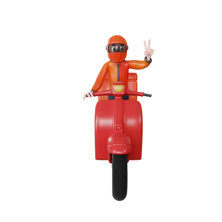 Livreur sur scooter  3D Illustration