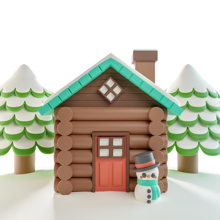 Log Cabin Snow  3D Icon