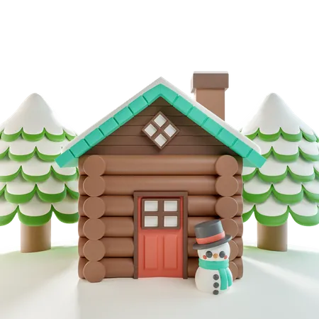 Log Cabin Snow  3D Icon