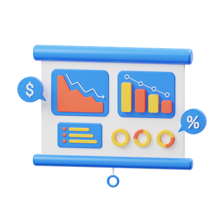 Loss Metrics Presentation Screen  3D Icon