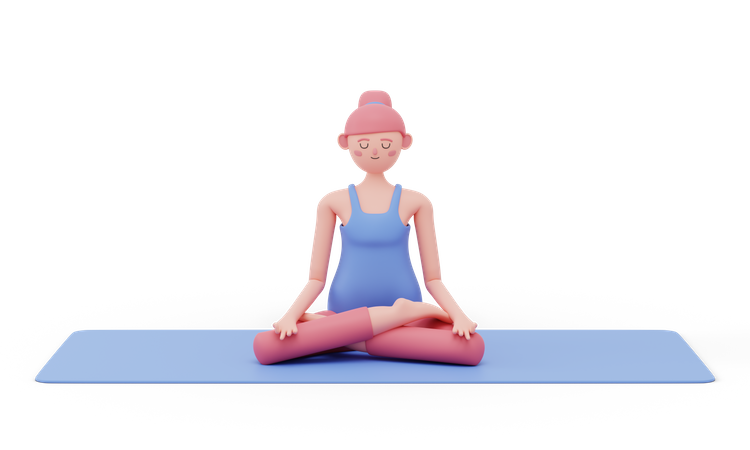 Lotus Yoga Pose  3D Illustration