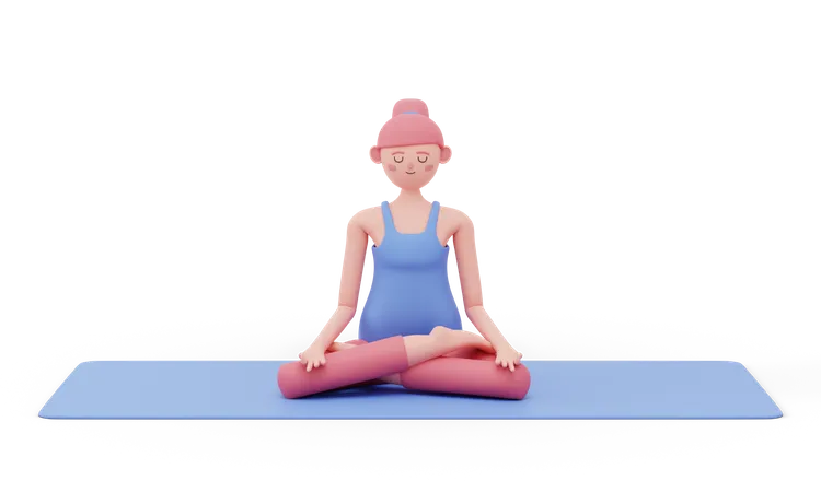 Lotus Yoga Pose  3D Illustration