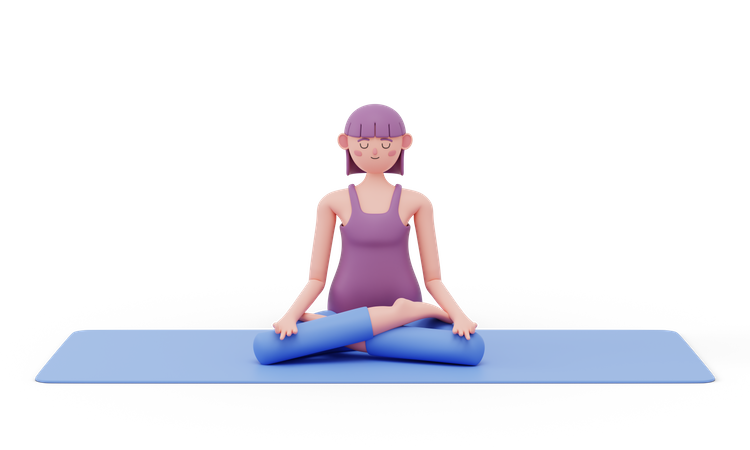 Lotus Yoga Pose  3D Illustration