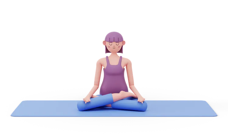 Lotus Yoga Pose  3D Illustration