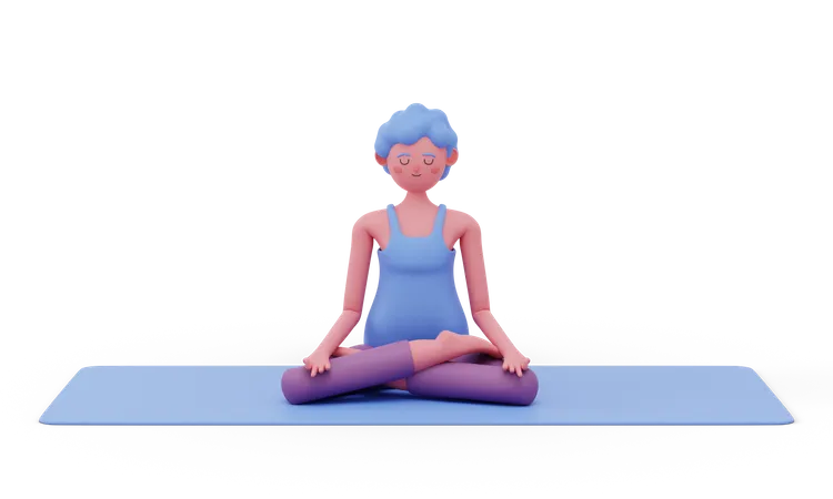 Lotus Yoga Pose  3D Illustration