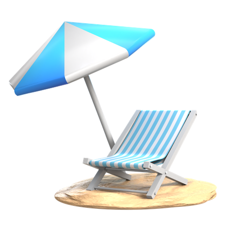 Lounger and Beach Umbrella  3D Icon