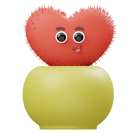 Love Cactus  3D Illustration