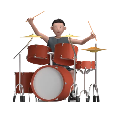 Macho com bateria  3D Illustration