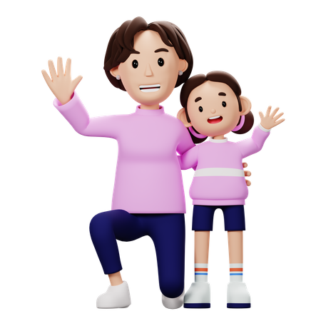 Madre y pronto saluda  3D Illustration