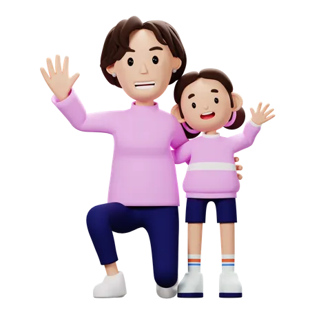 Madre y pronto saluda  3D Illustration