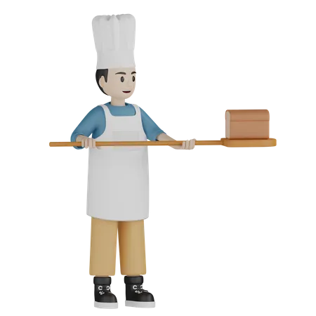 Male baker baking bread  3D Illustration