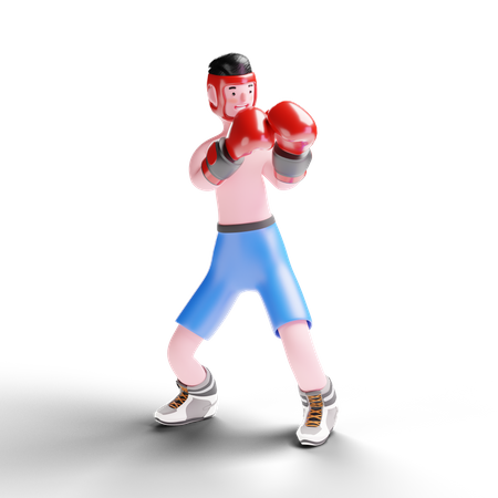 Male boxer working on defense technique  3D Illustration