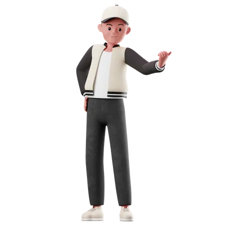 Male Character Pointing On Something  3D Illustration