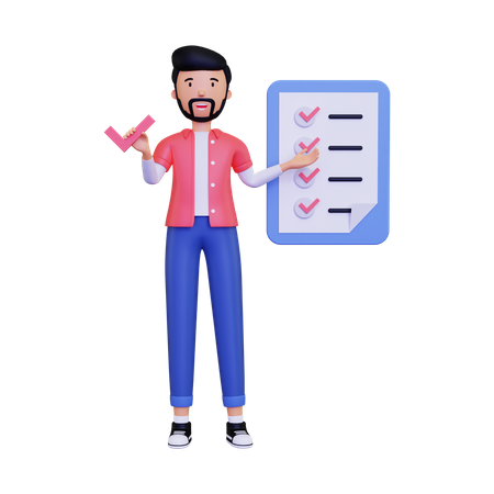 Man showing checklist clipboard  3D Illustration