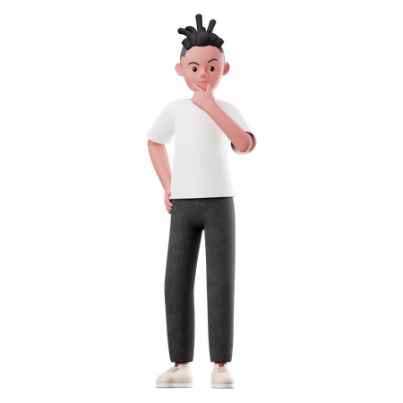 Male Character thinking Pose  3D Illustration