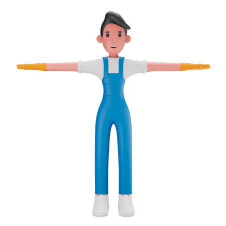 Male Cleaner  3D Illustration