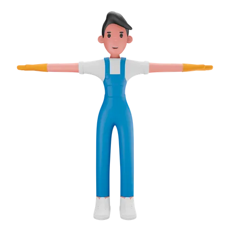 Male Cleaner  3D Illustration