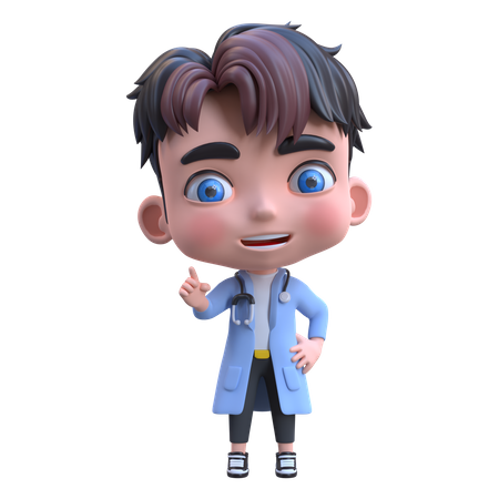 Male doctor pointing something  3D Illustration