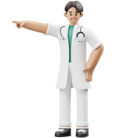 Male Doctor Pointing something in left direction  3D Illustration