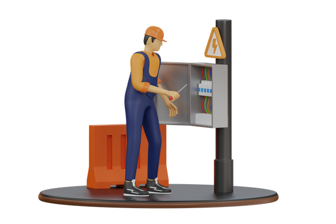 Male Electrician  3D Illustration