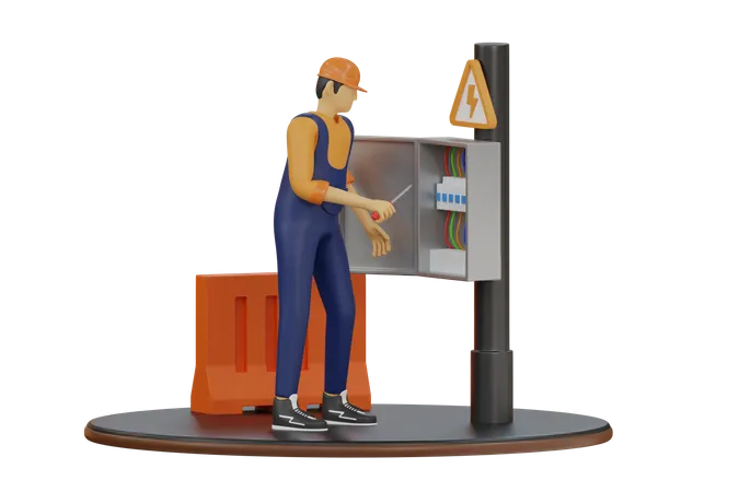 Male Electrician  3D Illustration