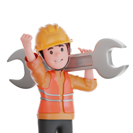 Male Laborer Character  3D Icon