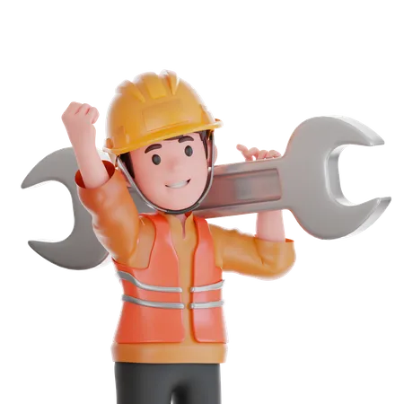 Male Laborer Character  3D Icon