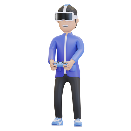 Male virtual gamer  3D Illustration