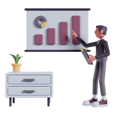 Man analyze marketing data  3D Illustration