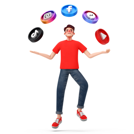 Man available on all social media handles  3D Illustration