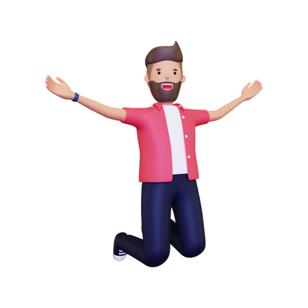 Man celebrating victory  3D Illustration