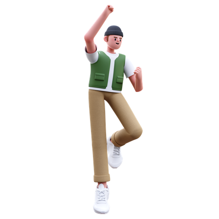 Man Celebrating Victory  3D Illustration