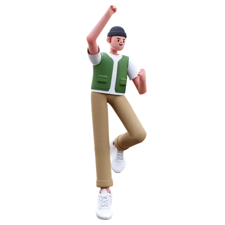 Man Celebrating Victory  3D Illustration