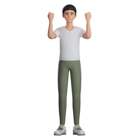 Man Doing Fight Gesture  3D Illustration