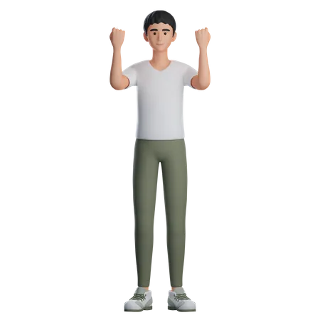 Man Doing Fight Gesture  3D Illustration