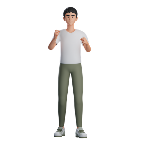 Man Doing Fight Gesture  3D Illustration