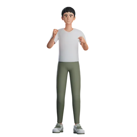 Man Doing Fight Gesture  3D Illustration