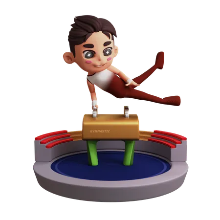 Man Doing Gymnastic  3D Illustration